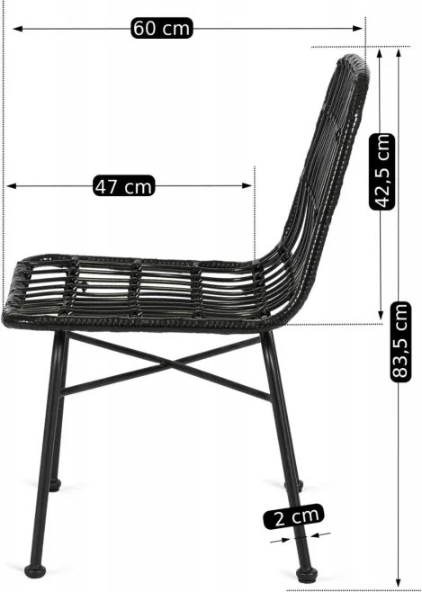 Krzesło Ogrodowe Rattanowe WALDI Czarne Boho