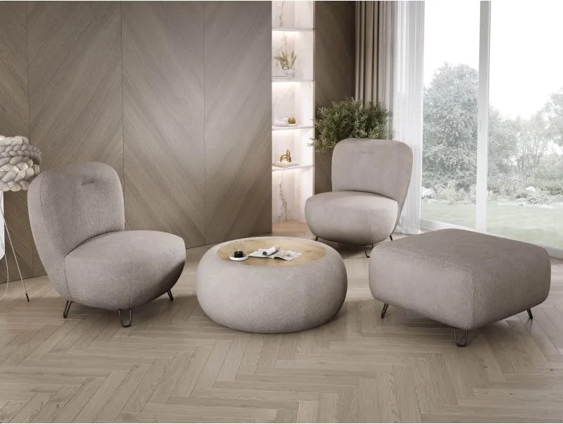 Fotel LUIS skandynawski wolnostojący na metalowych nogach w tkaninie ANTHOLOGY 06