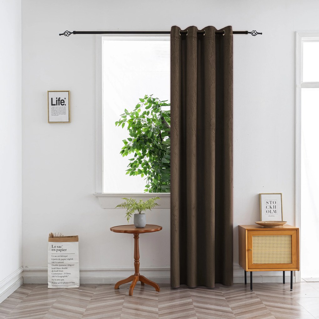 Zaciemniająca zasłona DUNES VELVET 140x250 cm, brązowa Zawieszanie: Metalowe pierścienie