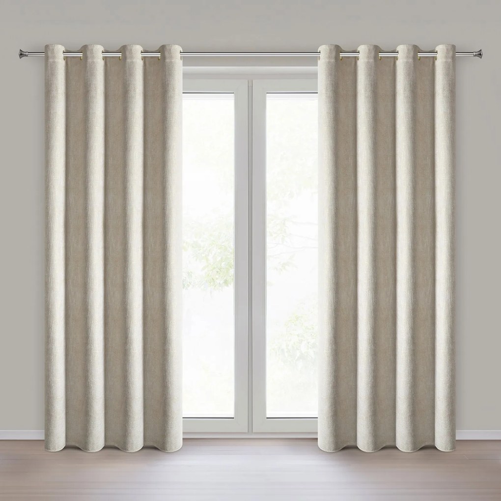 Szampańska zasłona Bitsy z szenilowej tkaniny 140x250 cm