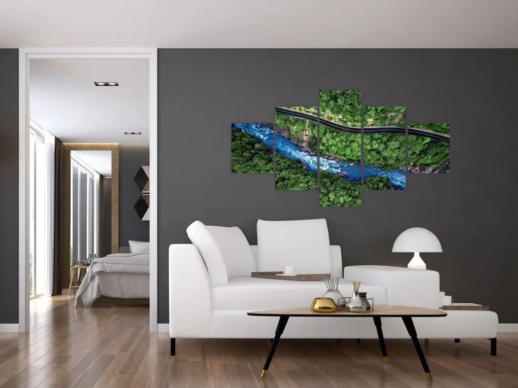 Obraz - Rzeka między górami, Kaukaz, Rosja (125x70 cm)
