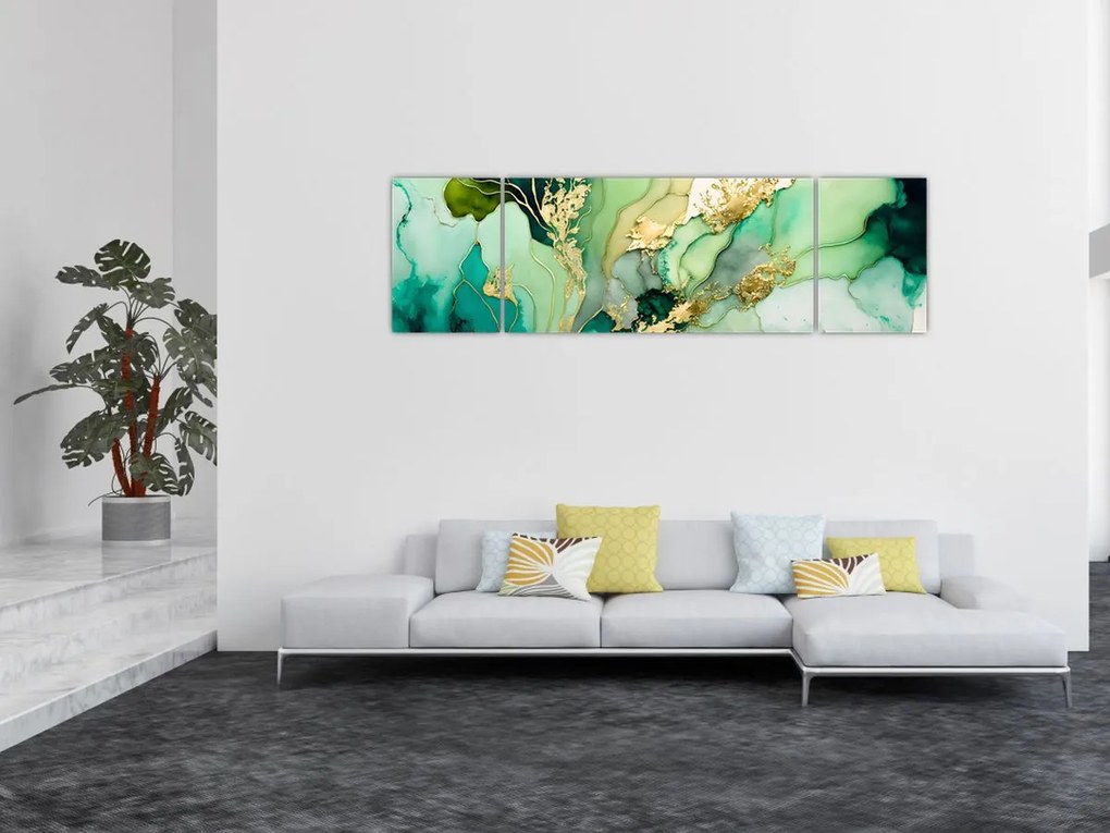 Obraz - Zielona abstrakcja (170x50 cm)