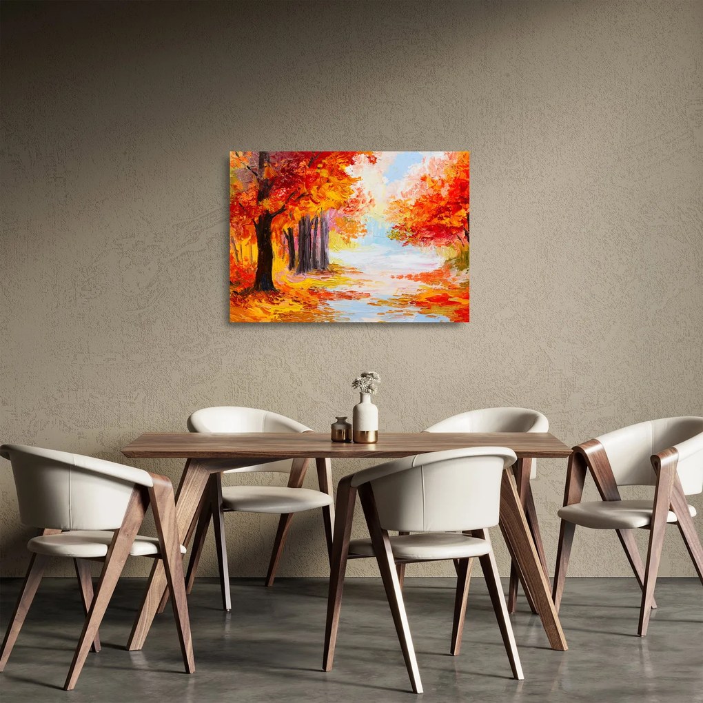 Obraz na szkle - Obraz na szkle olejny, kolorowa jesień (70x50 cm)
