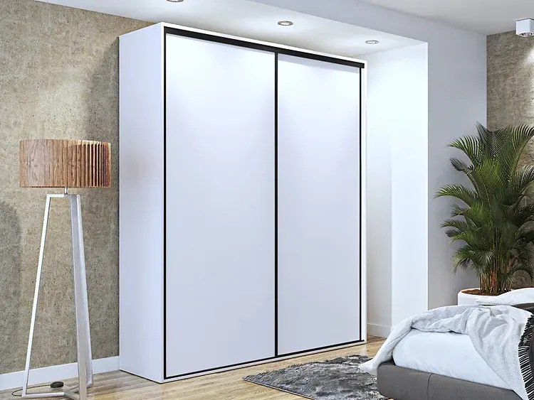 Szafa przesuwna biała + czarne paski B4-F91