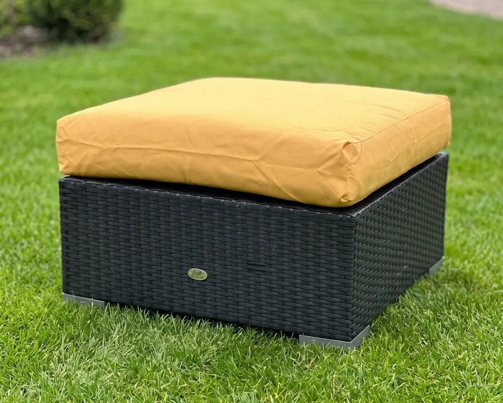 Pufa ogrodowa czarna kwadratowa 70x70x30cm + poduszka outlet