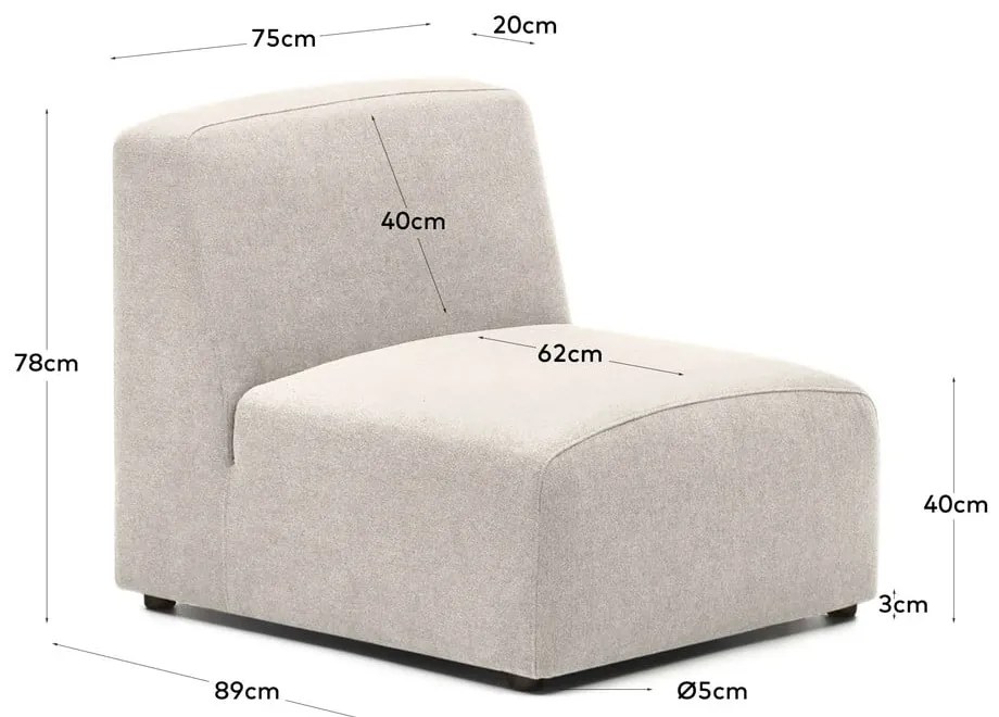 Beżowy moduł sofy (moduł środkowy) Neom – Kave Home