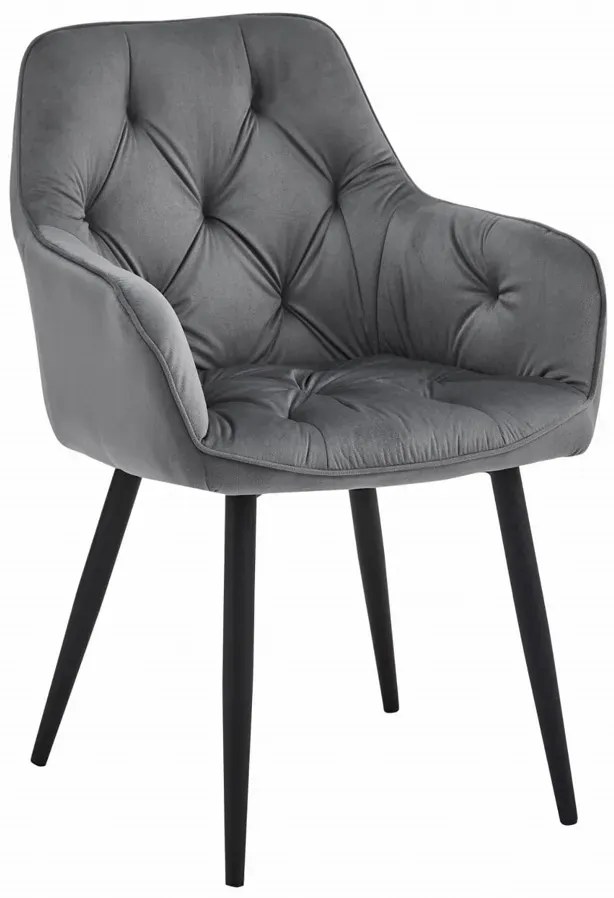 Eleganckie szare krzesło welurowe pikowane W6-L04