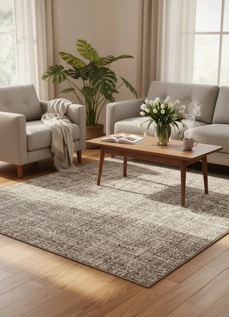 Beżowy nowoczesny dywan boho A0-L15