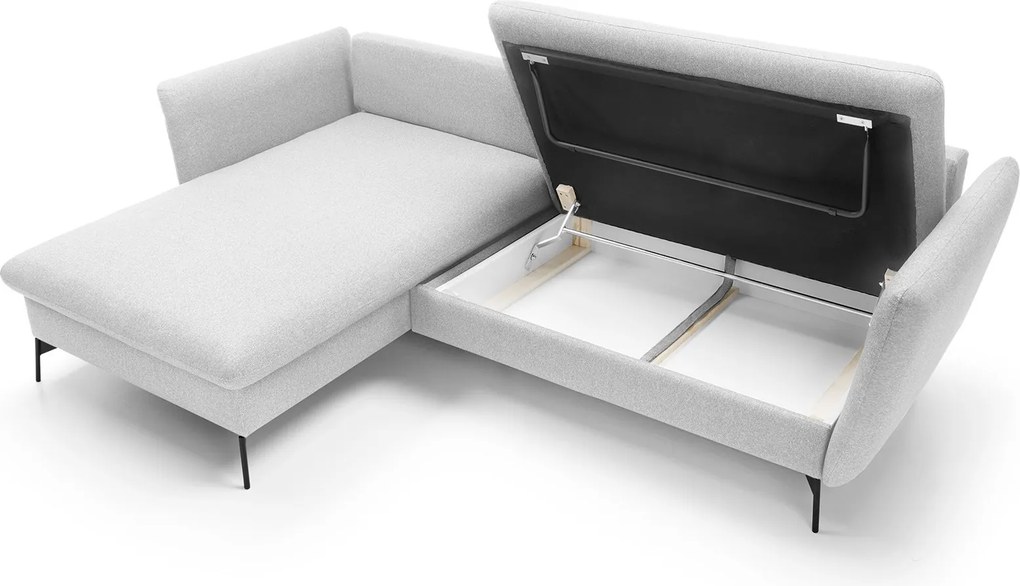 Masseno Narożnik FERRO z funkcją spania i pojemnikiem na pościel Narozniki L, Rozkładana sofa - Szary, SOLID 80