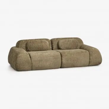 Sofa Modułowy 2-częściowy Z Tkaniny Chenilla Pakowany Próżniowo Merida Szenila Gruba Szałwiowa Zieleń - Sklum
