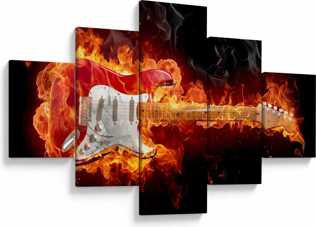 Obraz - Gitara w płomieniach (125x70 cm)