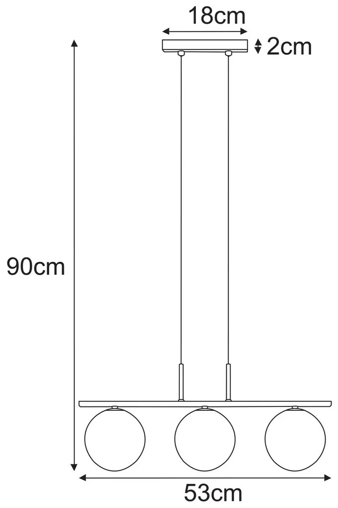 Trzyramienna lampa sufitowa szklana H9-Z28