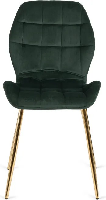 Krzesło Tapicerowane do Jadalni LUCKY Zielone Welurowe Nowoczesne Glamour