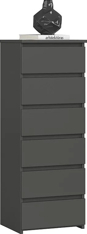 Komoda AKORD CL6 Grafit Szary 40 cm 6 szuflad kolor Grafit Szary mat 40x35x109 cm