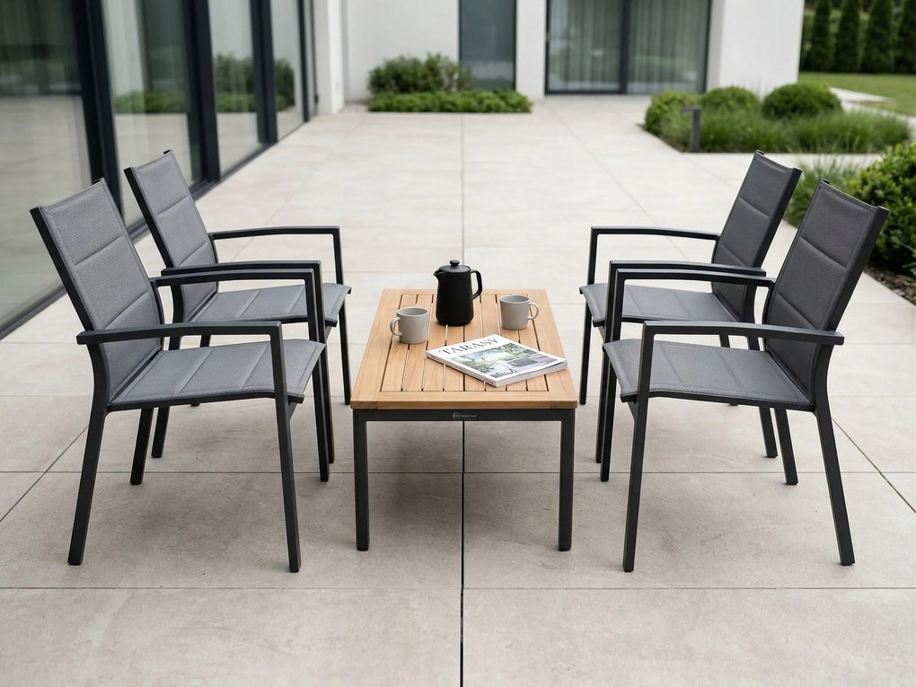 Krzesło ogrodowe aluminiowe antracyt 56x65x88 cm komfortowe wytrzymałe