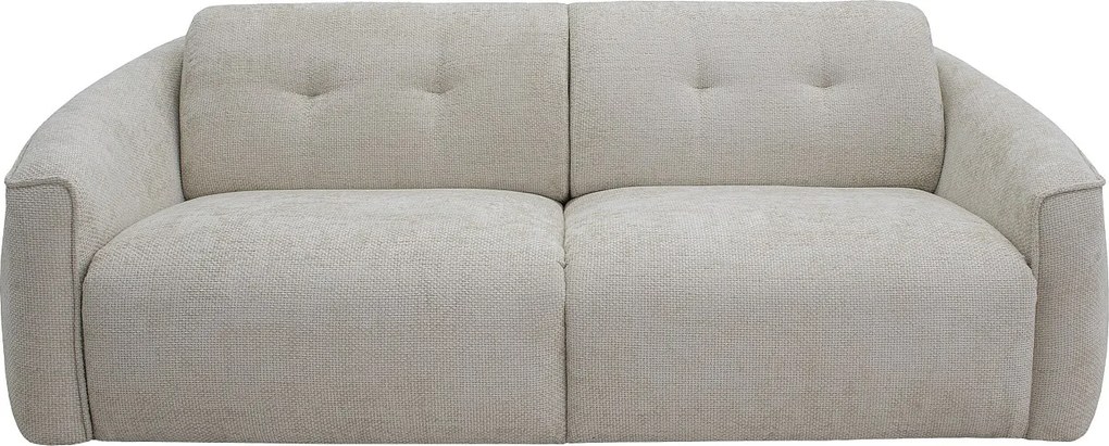 Kanapa 3-osobowa typu express z beżowej tkaniny teksturowanej - Powierzchnia spania 140 cm - Materac 13 cm memory foam ASUFA