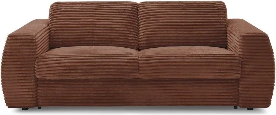 Pomarańczowa sztruksowa sofa do spania/rozkładana 240 cm Hugo – Bobochic Paris