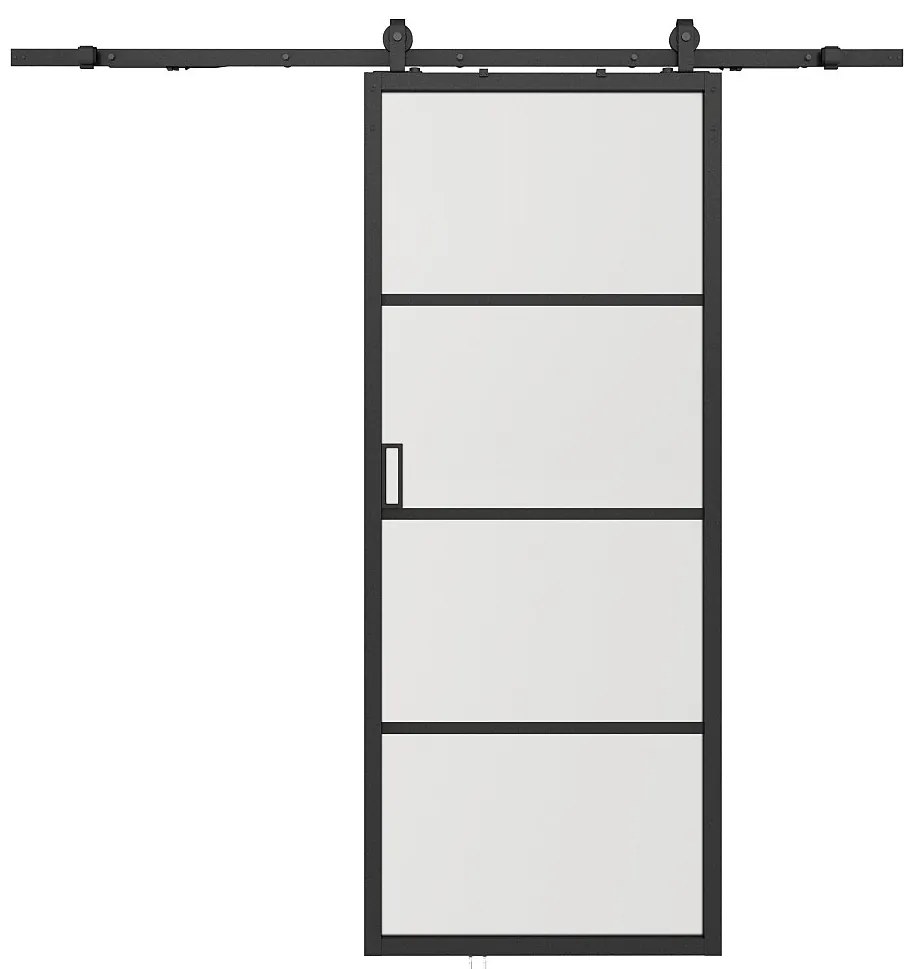 Drzwi przesuwne naścienne - aluminium i przezroczyste szkło hartowane - wys. 205 x szer. 73 cm - SINCA II