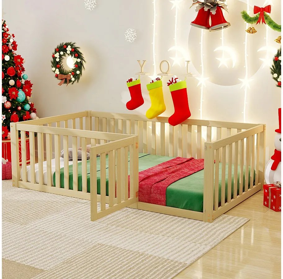 Łóżko dziecięce 90x200 cm – biało-szare – materac nie jest wliczony w cenę