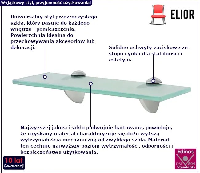 Wąska szklana półka 30x10 - Imker