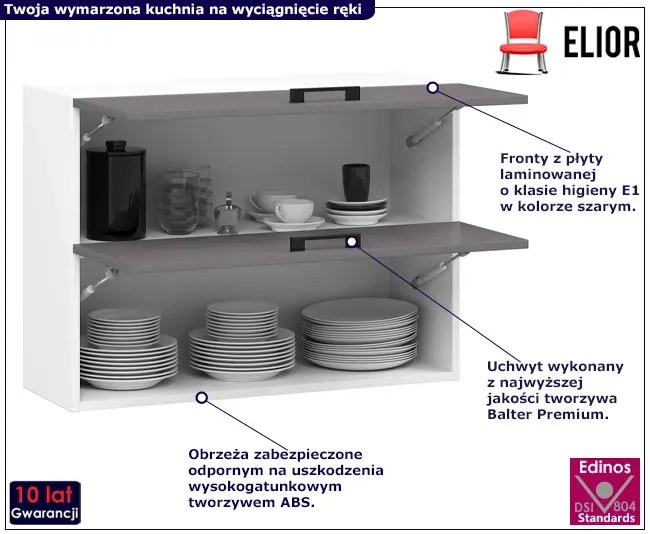 Szara nowoczesna górna szafka do kuchni 80 cm A0-L08