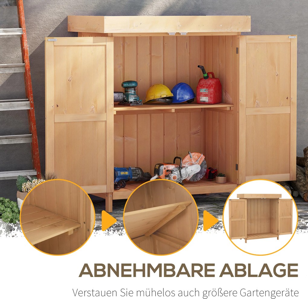 Outsunny szafka narzędziowa ogrodowa z 2 półkami drewno jodłowe naturalne 74x43x88cm | Aosom PL