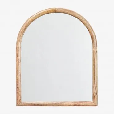 Lustro Ścienne 40x50 Cm Z Drewna Mango Patmos Ciemny Drewniany Uchwyt - Sklum