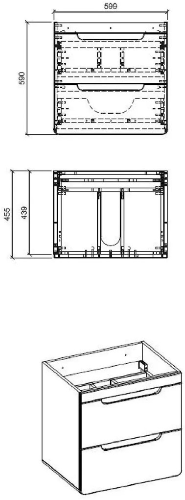 Szafka z umywalką z szufladami biały połysk L9-L80