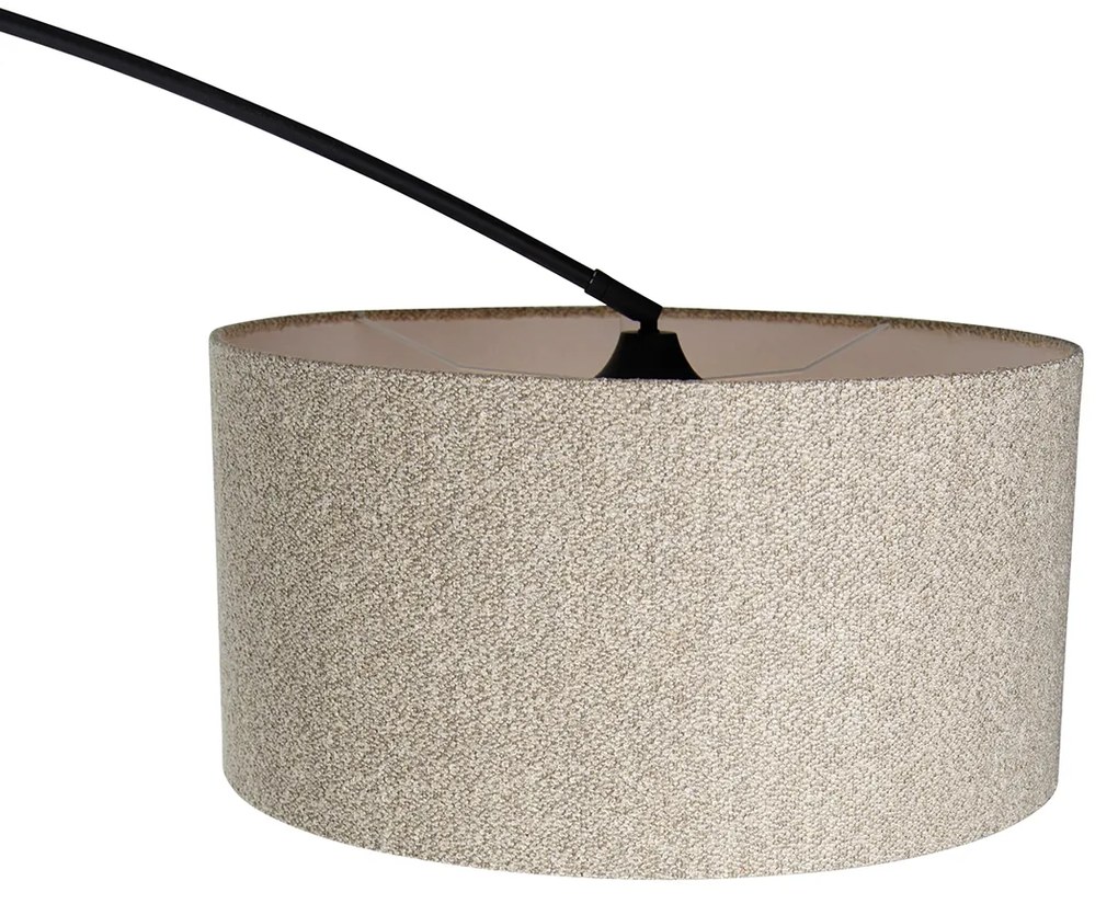Luk Nowoczesna lampa łukowa czarna z abażurem boucle taupe 50 cm - XXL Nowoczesny Oswietlenie wewnetrzne