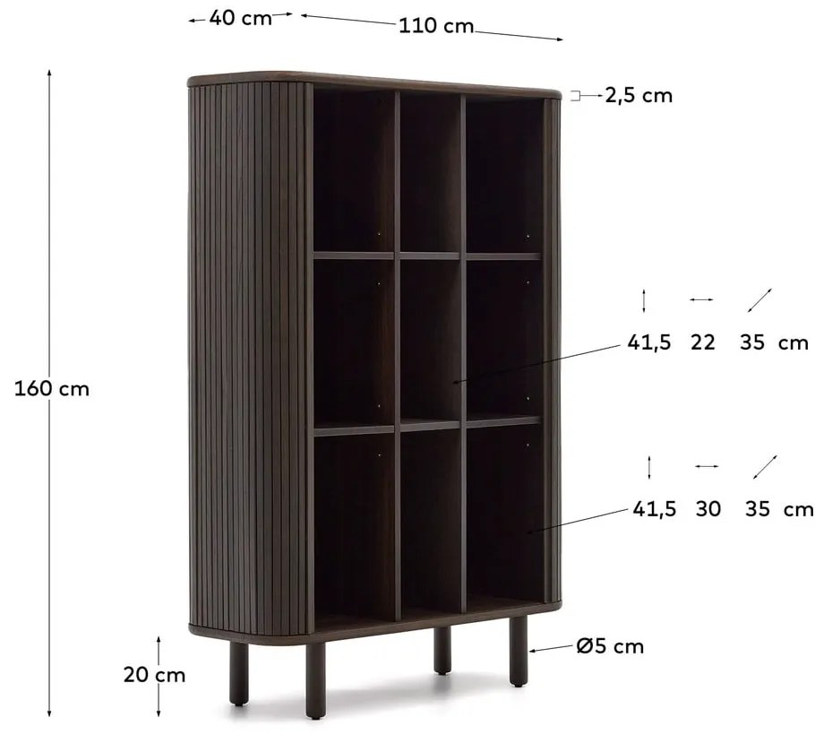 Ciemnobrązowa szafka w dekorze jesionu z drzwiami przesuwnymi 110x140 cm Mailen – Kave Home
