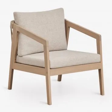 Fotel Z Drewna Akacjowego I Plecionej Liny Kaela Jasny Akacjowy Brąz & Tkaniny Piaskowy Brąz - Sklum