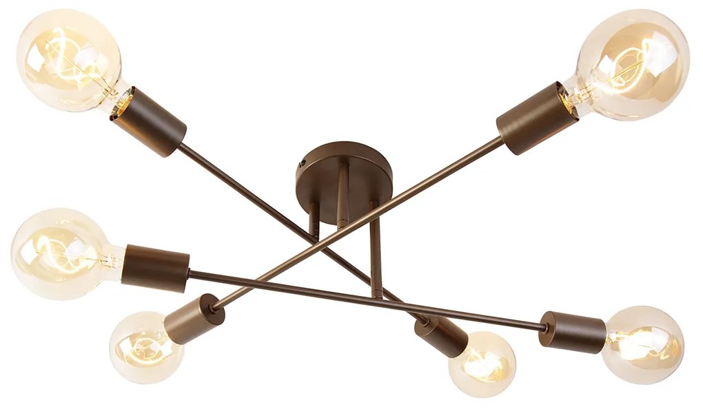 Inteligentna lampa sufitowa ciemny brąz 6-punktowa z 6 żarówkami Wifi G95 - SydneyDesignerski Oswietlenie wewnetrzne
