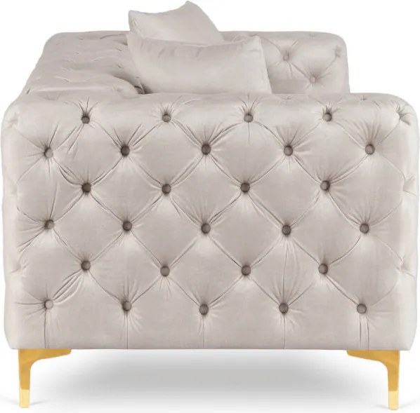 Sofa SORRENTO 2S Dwuosobowa Kremowa Welurowa Nowoczesna Glamour