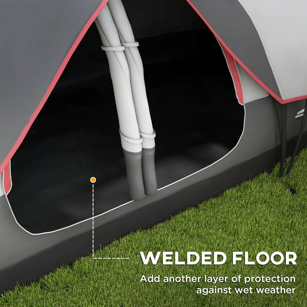 Outsunny Namiot Kempingowy, 2 Pokoje, Ścianka Działowa, dla 6 Osób, Ochrona przed Deszczem, Szary
