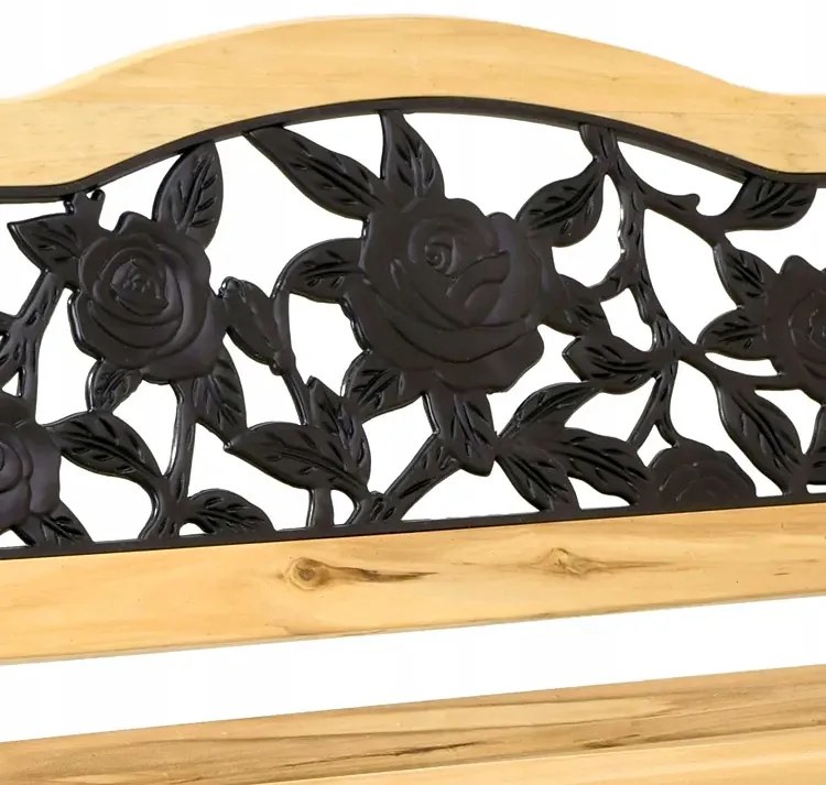 Żeliwna ławka parkowa z motywem róży P7-D64