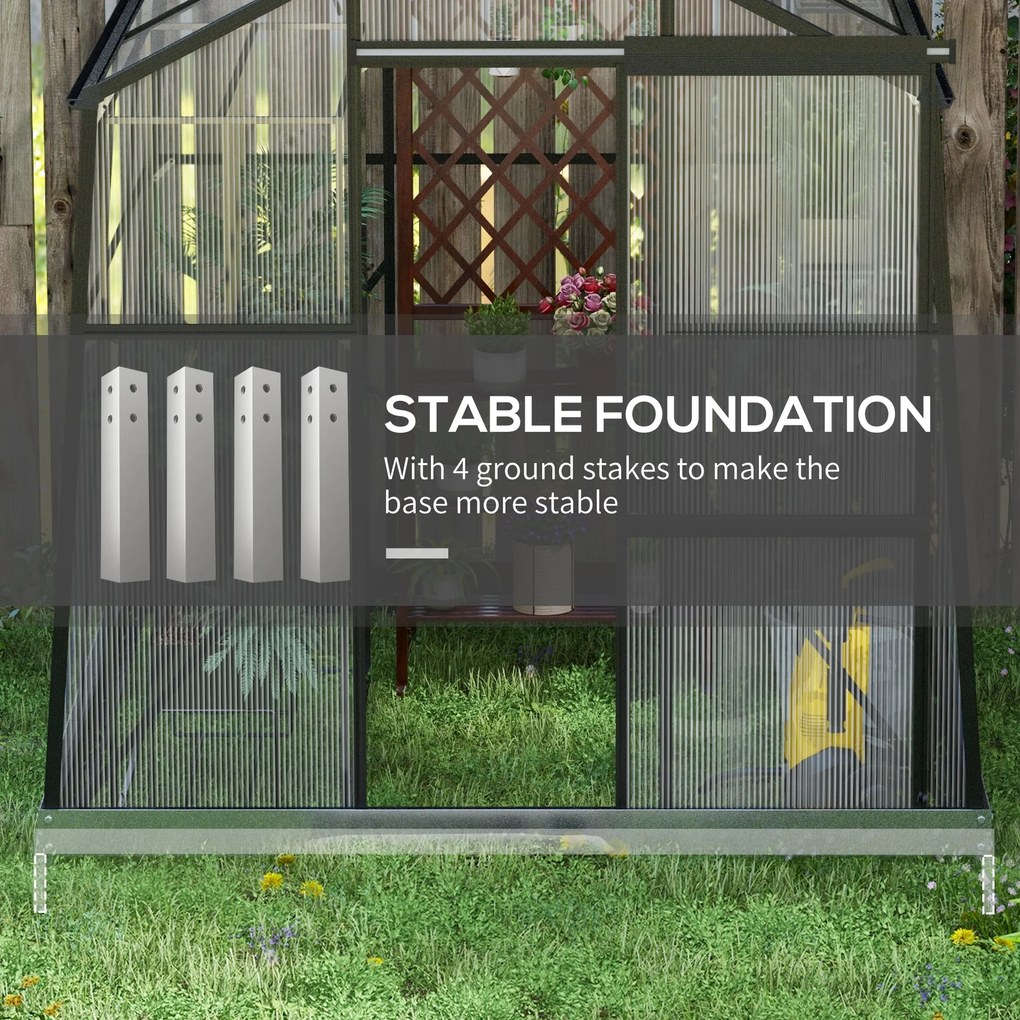 Outsunny Szklarnia Aluminiowa Czarna 192x192x204cm | Aosom PL