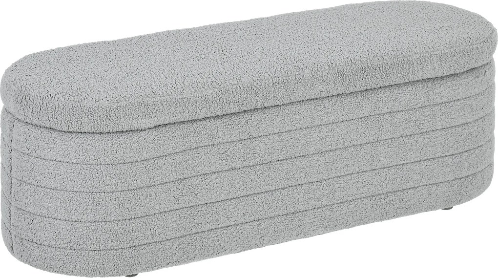 HOMCOM Ławka do Sypialni z Przestrzenią do Przechowywania, Teddy-Fleece, 116x41x40,5cm, Jasnoszary