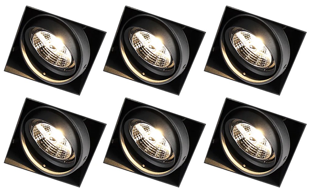 Zestaw 6 podtynkowych reflektorów czarnych GU10 AR70 bez obramowania - Oneon