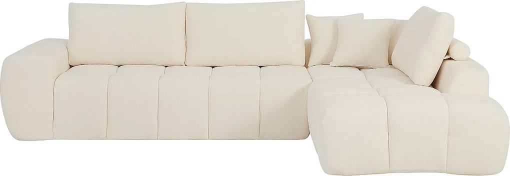 Kanapa narożna prawostronna  z beżowej tkaniny teksturowanej LAVEZO