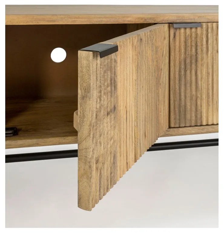 Szafka pod TV z litego drewna mango w naturalnym kolorze 145x50x40 cm Mundra – MOME