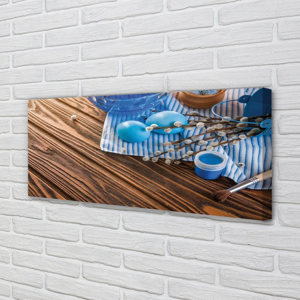 Zdjęcie na płótnie Jajka, Farba i Bazie na Deskach