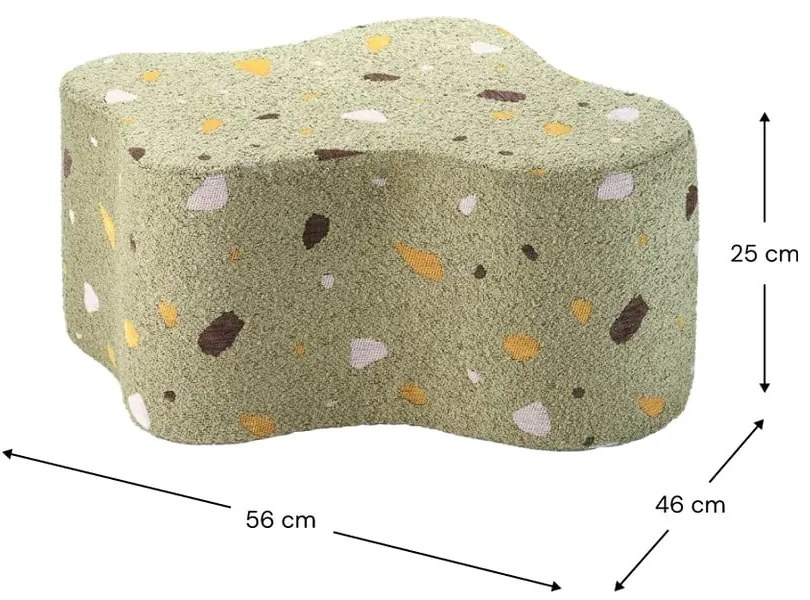 Zielony puf dziecięcy z materiału bouclé/z tkaniny szenilowej Terrazzo Cloud – Wigiwama