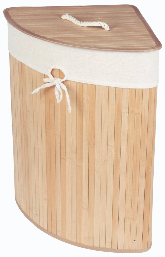 Narożny kosz na pranie ARCO, bambus, 60 l