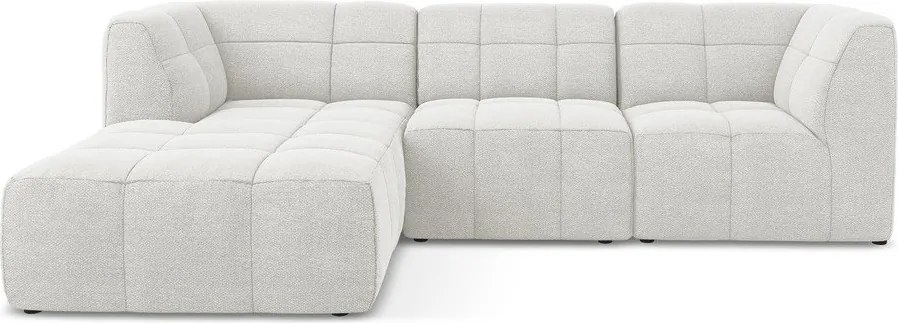 Biały narożnik z materiału bouclé (lewostronny/z szezlongiem) Aloha – Makamii