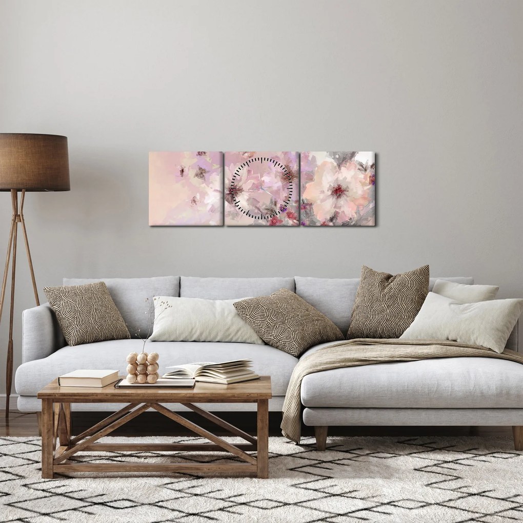 Obraz - Kolaż artystyczny z motylami (z zegarem) (90x30 cm)