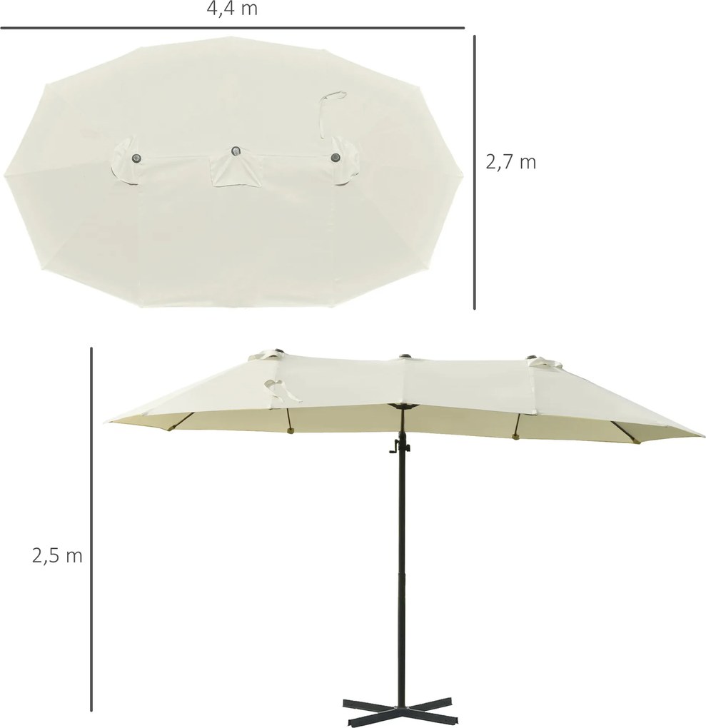 Outsunny podwójny parasol wspornikowy parasol z korbą ochrona przeciwsłoneczna krem biały
