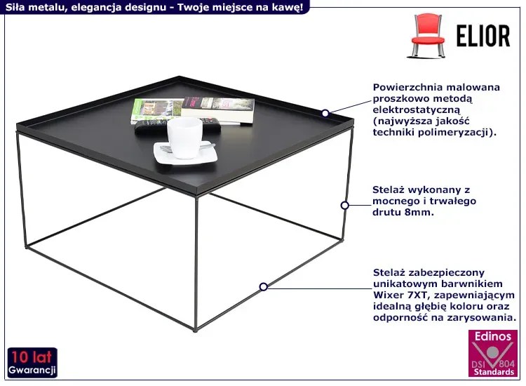 Czarny stolik kawowy w stylu industrialnym R5-M09