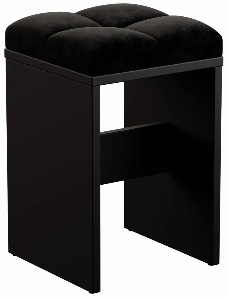 Czarny taboret welurowym siedziskiem  N4-K25