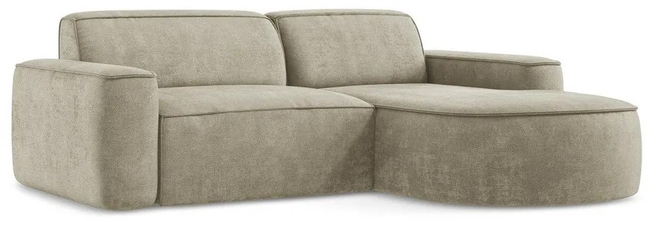 Beżowy narożnik z tkaniny szenilowej (prawostronny/z szezlongiem) Omao – Makamii