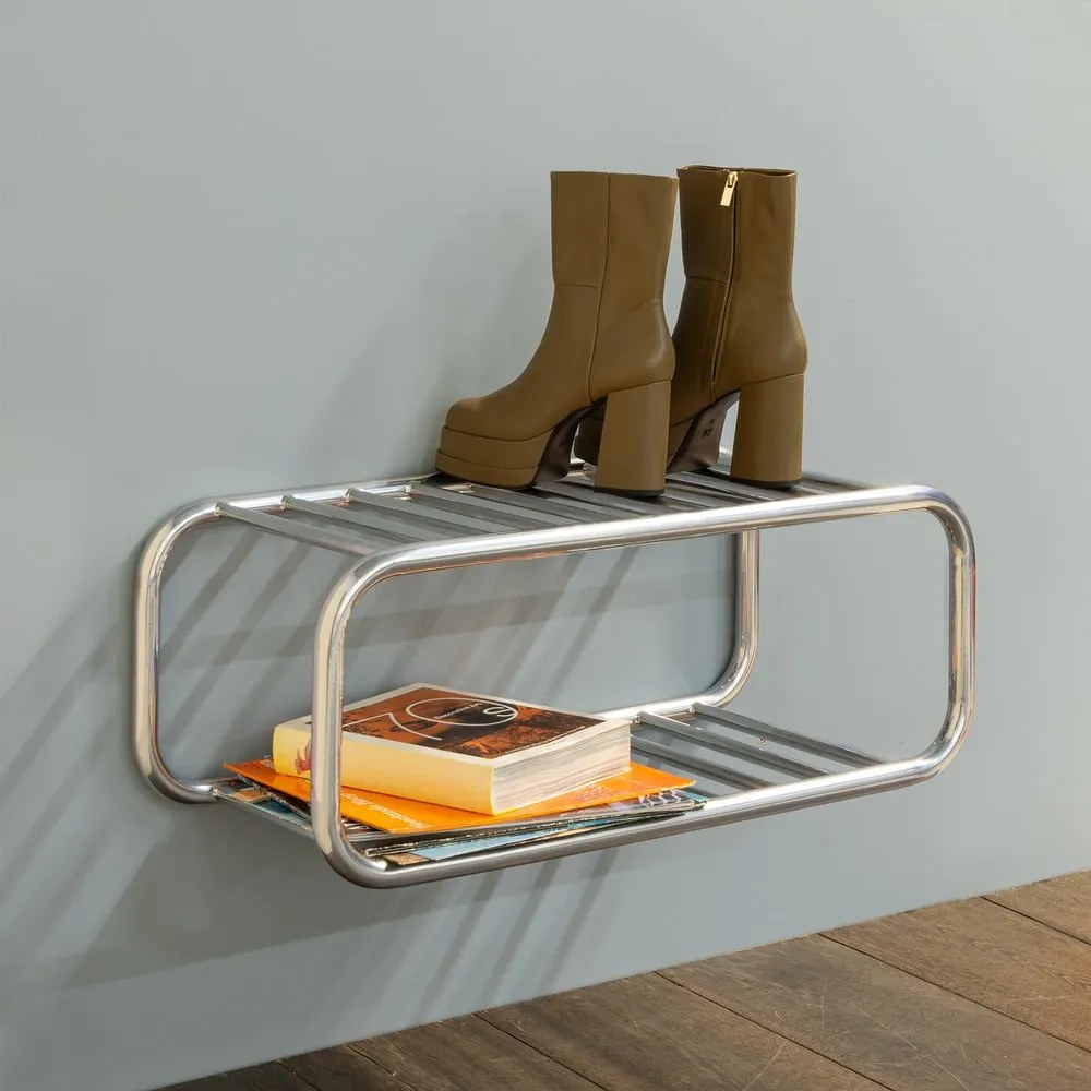 Metalowa wisząca szafka na buty w kolorze srebra Retro – Spinder Design